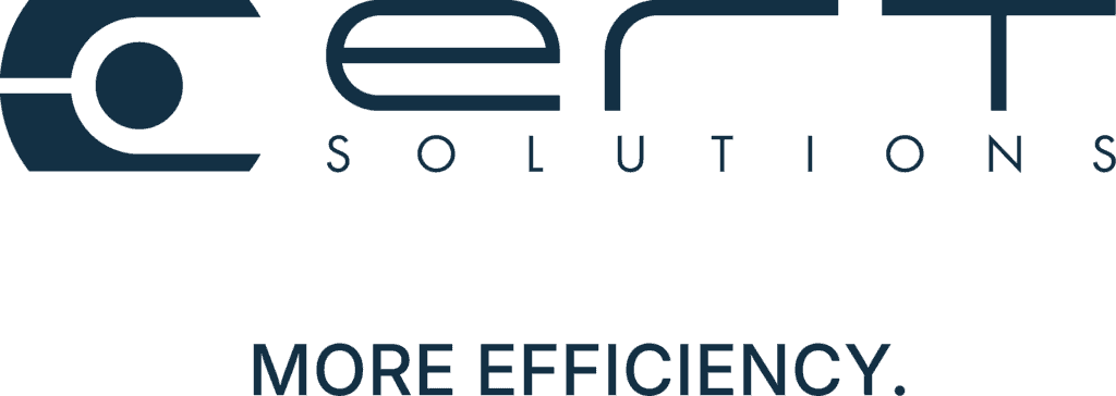 ERT Solutions Logo mit More Efficiency Claim